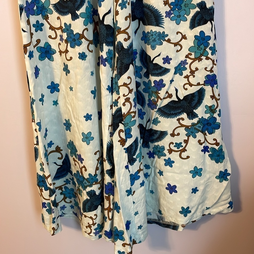 Jaase Blue Floral Bird Wide Leg Boho Palazzo Pants size XS - Picture 3 of 16